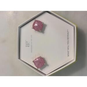Pink Cushion Cut Stud Earrings with Semi-Precious Stones